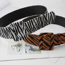 Suede Square Buckle Personality Pin Buckle Elastic Wide Waist Sexy Wild Leopard Decorative Belt Female Outer Dress Retro