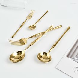 Dinnerware Sets Creative Cutlery Tableware Stainless Steel Knife Fork Spoon Set Gold Flatware Kitchen Device Table Service