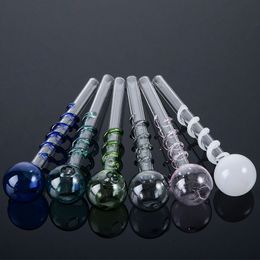 Colorful Straight Tube Pipe OD 12mm Pyrex Glass Oil Burner Pipes Small Spoon Hand Pipes Tobacco Heady Smoking Accessories SW26