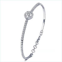 Chain 0.5Ctw Lab Moissanite Diamond Chain Bracelet Adjustable Sterling Sier 925 Wedding Jewellery Hand Bracelets For Women Drop Dhgarden Dhyx4