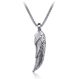 Anncient Silver Bird Feather Pendant Neacklaces Retro Stainless Steel Men Nightclub Necklace Fine Fashion Jewelry