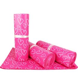 Packaging Bags width28 longth42cm Pink red Heart pattern Plastic Post Mail Poly Mailer Self Sealing Mailer Envelope Courier bag