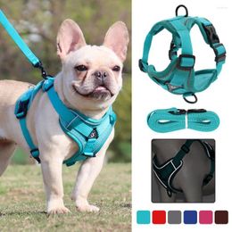 Dog Collars Harness Leash Set Reflective Pet Vest For Small Large Cat Adjustable Breathable Puppy Chest Strap Supplies