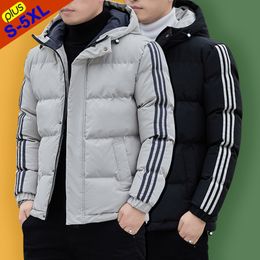 Mens Jackets Winter Men Male Coats Thicken Warm Hooded Striped Wholesale Clothing Fashion Street Outwear Youth Boy 5XL 221129