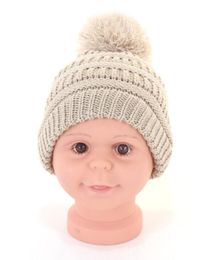 Baby Knitted Beanie Hat Pom Pom Acrylic knit cap Winter warm beanies toddler PomPom ball Hats for boys girls infant skiing snow bonnet wholesale