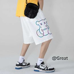 Erkek Şort Yansıtıcı Ayı Baskı Şortları Kore moda trendleri günlük eşofmanlar gençlik gündelik kısa pantolon erkek artı boyut harajuku sokak kıyafeti T221129 t221129