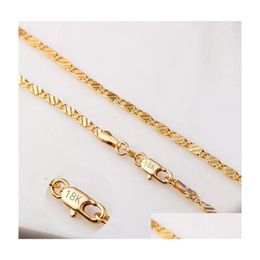 Chains 2Mm Flat Chain Necklace For Men Hip Hop 18K Gold 925 Sterling Sier Chains Women Fashion Diy Jewellery 16-24Inch Drop Delivery 2 Dher2