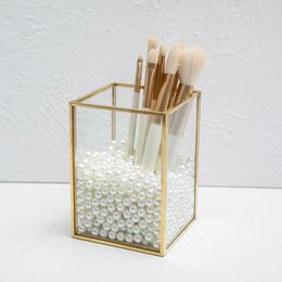 Storage Boxes Transparent Glass Makeup Brush Tool Cosmetic Box Case Make-up Brushes Holder Table Organizer Make Up