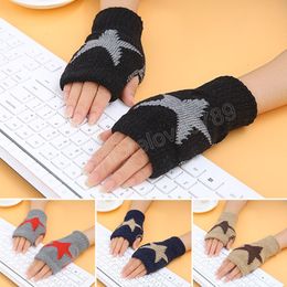 Unisex Winter Touch Screen Gloves Women Men Warm Stretch Knitted Fingerless Mittens Wool Half Finger Students Gloves