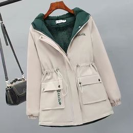 Women s Jackets Women Zipper Pockets Casual Long Sleeves Coats Winter Hooded Jacket Windbreaker Female Basic Coat Plus Size 3XL 221130