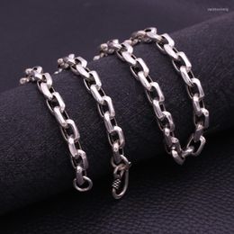 Chains FNJ 8mm Link Chain Necklaces 925 Silver Tailor Buckle 50cm To 65cm Punk Original S925 Thai Women Men Necklace