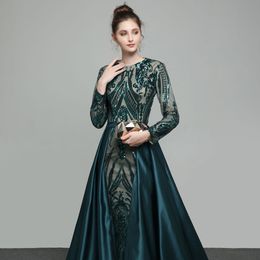 Mother of the Bride dresses Green long-sleeved evening dress with detachable lace elegant luxurious 2022 large size NEW IN