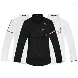 Men's Casual Shirts Men's Printed Shirt Fashion Slim Fit Top Soft Breathable Black White