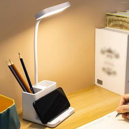 Table Lamps Dimmable DC5V 4W 20 LEDs Desk Reading Lamp Touching Control 3 Colours P-hone Holder & Double Pen Learning LED