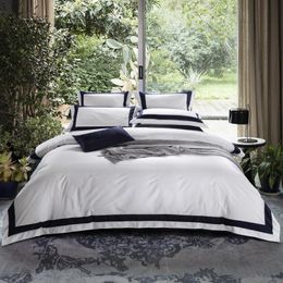 Bedding sets Premium 100 Cotton el White Set Luxury Queen King California US size Duvet Cover Bed Sheet Fitted sheet Pillowcases 221129