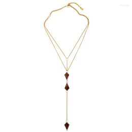 Pendant Necklaces Bulk Price Gold Colour 2022 Design Long Antique Jewellery Necklace Brown Geometric Collar Charm