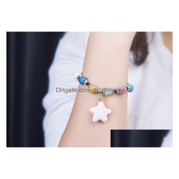 Charm Bracelets Bohemian Colorized Star Natural Lava Stone Essential Oil Diffuser Bracelet Chromatic Aromthraphy Beads Bangle Women Dhnw7