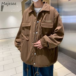 Men's Jackets Men Retro Handsome Corduroy Cargo Clothing Chic High Street Outwear American Stylish Japanese BF All match Male Casual 221129