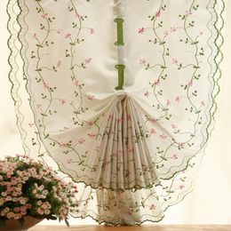 Curtain Embroidery Pastoral Style Sheer Ribbon With Back Holdbacks Buckle Clips Hook Living Room Balcony Voile