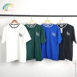 Men's T-Shirts Green Blue Black White Casual Knitted T Shirt Men Women Best Quality Loose Top Embroidered Tee Inside Tag T221130