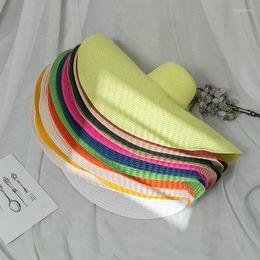 Wide Brim Hats Multi-color Foldable Women Oversized Beach Travel Hat 70cm Large Summer Sun Protection Straw Wholesale Sombrero