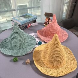 Hats Summer Straw Hat Girl Baby Beach Sun Protection Casual Cap Children Outdoor Sunshade Sunscreen Witch Solid Color Caps H7375