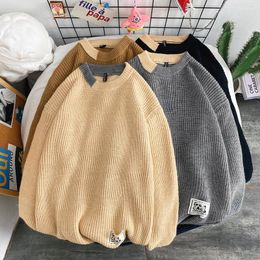 Men's Sweaters Autumn And Winter Men Round Collar Pullover Sweater Fashion Solid Color Thick Bottoming Shirt Harajuku Korean Male Clothes