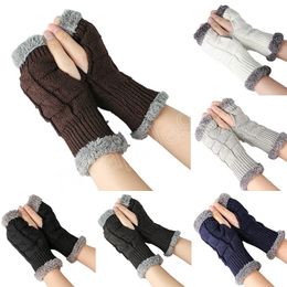 Winter Faux Fur Gloves Arm Sleeve Cover Warm Fingerless Wrist Gloves Knitted Mitten Fashion Women Men Outdoor Sports Glove