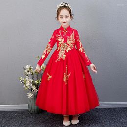 Ethnic Clothing Flower Girls Dresses First Communion Embroidery Party Prom Princess Pageant Chinese Year Dress