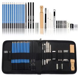Other Office School Supplies 32Pcs Professional Sketching Charcoal Art Set with Woodless Graphite Pencils Adults Drawing Creation 221130