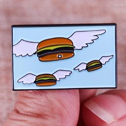 Brooches Bobs Flying Burgers Enamel Pins Funny Cartoon Hamburger Backpack Lapel Pin Shirt Bag Badge Jewelry Gift For Friends