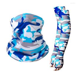 Knee Pads Head Puff Headscarf Sunscreen Magic Bandana Ice Silk Arm Sleeve Anti -UV Sports Cycling Cuff With Scarf Breathable Nets