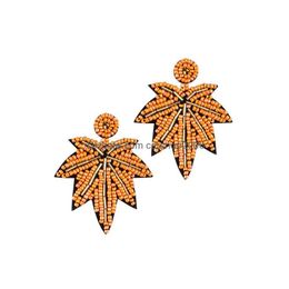 Dangle Chandelier Bohemia Fashion Jewellery Womens Beaded Maple Leaf Earrings Handmade Beads Dangle Stud Drop Delivery Dhmdn