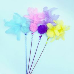 Cat Toy Fairy Tease Stick Tassels Big Hair Ball Feather Bell Sound Diamond Decoration