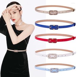 Belts Fashion Candy Colors Women Oval Square Buckle Belt For Jeans Dress Casual Black Ladies Female Thin Waistband