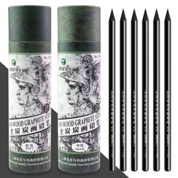 Fountain Pens Marie's Full CharcoalCarbon Pencils 24pcs SoftMedium Nonwood Graphite Sticks Pens Painting Charcoal Pencil Students Supplies 221130