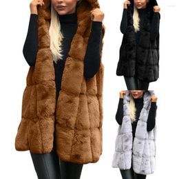 Women's Vests Faux Fur Stylish Solid Colour Women Vest Jacket Comfortable Coat Waist Tight Outerwear