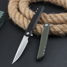 Hot H3810 Flipper Folding Knife 8Cr13Mov Satin Drop Point Blade Glass Fibre with Stainless Steel Handle Ball Bearing EDC Pocket Folder Knives