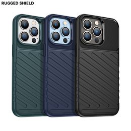 Phone Cases For Iphone 14 13 12 Xr Xs X Mini Pro Max 8 7 Plus Rugged Shield Frosted Texture Case Stripe Funda