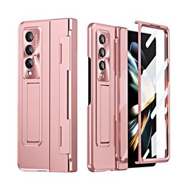 Armor Hard For Samsung Galaxy Z Fold 4 5 Fold 3 Fold5 Case Pen Slots Glass Film Screen Protector Stand Hinge Cover
