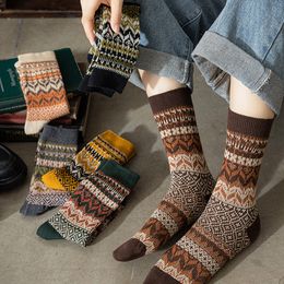 japanese socks retro autumn winter ethnic style colorful fashion cotton womens middle tube