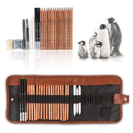 Fountain Pens 29 Pieces Sketch Pencils Kit Complete Artist Kit Drawing Art Tools With Graphite Charcoal Pencils Art Supplies 221130