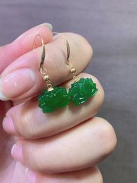 Dangle Earrings 1Pcs/Lot Natural Jasper Jade Lotus Plant Flowers 18K Gold Drop Hook Women's Ear Jewelry Bijou Femme
