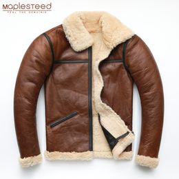 Men's Leather Faux Leather Brown Shearling Coat Men Thick 100% Natural Fur Coat Winter Men Leather Coat Warm Winter Asian Size M-4XL Clothing M263 221130