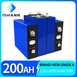 New 3.2V 200Ah LiFePO4 Battery 8PCS Grade A Rechargeable Cell Pack 12V 24V DIY for Solar RV EV Boats Yacht Vans EU US tax exempt