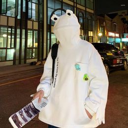 Men's Hoodies Harajuku Men Women Oversize Hoodie Frog Pullover Winter Funny Cute Hooded Casual Sweatshirts Autumn Embroidery Couple 3XL