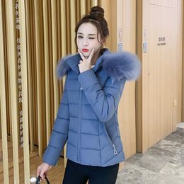 Women's Trench Coats Nice Solid Parkas Female Winter Cotton Padded With Fur Collar Hooded Woman Coat Plus Size Slim Thick Women's