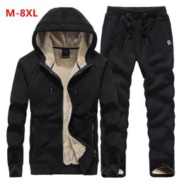 Mens Tracksuits Lamb Cashmere Winter HoodiesPants Thicken Warm Men Sports Suits Tracksuit Hoodie Sportswear Zipper Hoodiepants 221130