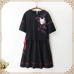 Ethnic Clothing Summer Asian Oriental Women Hanfu Traditional Chinese Set Japanese Style Black Harakuju Cute Outfits 11363