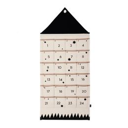 Christmas Decorations Xmas Advent Count Down Calendar 24 Pockets Hanging Snacks Candies Biscuits Organiser Wall Pocket Winter Decoration 221130